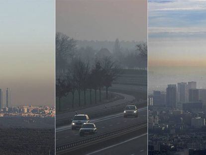Contaminación atmosférica sobre Madrid, Berlín y París.