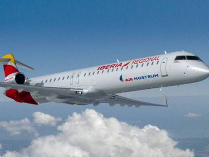 Un avión de Air Nostrum en vuelo, en una imagen de archivo.