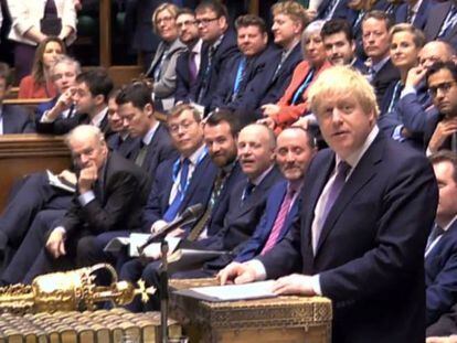 Boris Johnson, durante el debate parlamentario sobre el acuerdo del Brexit. 