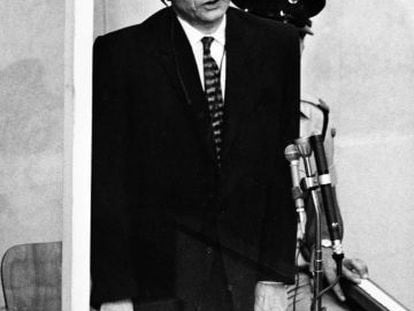 Adolf Eichmann, ante el tribunal, el 11 de abril de 1961.