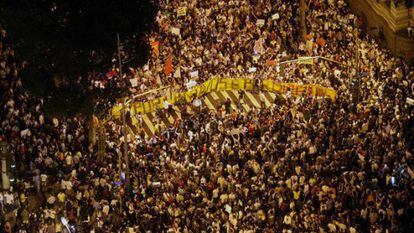 Imagen a&eacute;rea de la protesta en R&iacute;o. 