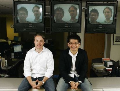 Los creadores de Youtube Chad Hurley y Steve Chen