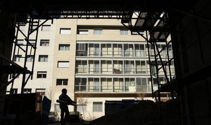 Obras de construcción de viviendas en el Ensanche de Vallecas, en Madrid.
