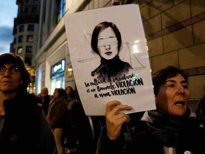 Protestas en diciembre de 2018 en Bilbao contra una de las últimas decisiones judiciales sobre La Manada de Pamplona.