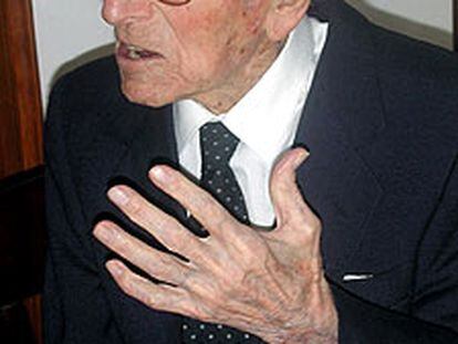 El menorquín Joan Ruidavets Moll, que a los 114 años está considerado el hombre más viejo del mundo.