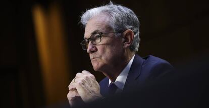 Jerome Powell, presidente de la Reserva Federal, en una comparecencia ante el Senado de EE UU.