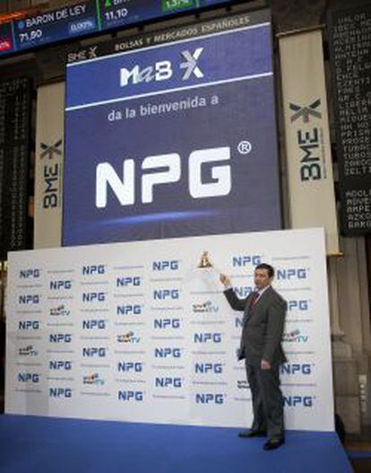 Enrique Cosio, presidente de NPG, en su estreno en Bolsa