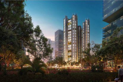 Exterior del futuro edificio diseñado por Foster + Partners para Qianhai. |