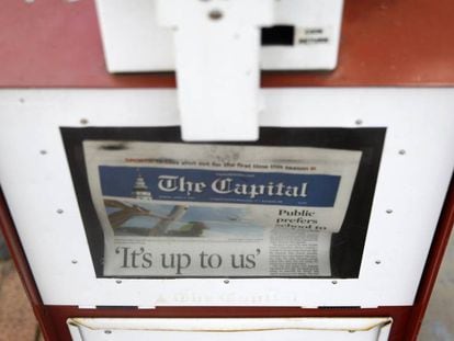 Ejemplar del rotativo Capital Gazette, de Annapolis (Maryland)