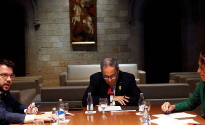 Reunió de Torra amb els alcaldes de les capitals, aquest dissabte.