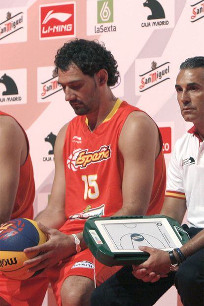 Jorge Garbajosa, durante la presentación de la selección española en Madrid.