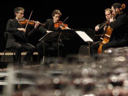 El Cuarteto Diapente, durante la primera sesi&oacute;n.