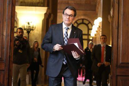 Artur Mas, presidente de la Generalitat, a su llegada al Parlament.