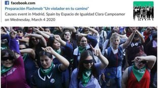 Convocatoria de los ensayos para la coreografía de 'Un violador en tu camino' vetados por el Ayuntamiento de Madrid en un espacio del Consistorio. Abajo uno de los vídeos grabados en Chile.