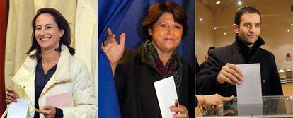Los tres candidatos a liderar el Partido Socialista Francés. De izquierda a derecha: Ségolène Royal, Martine Aubry y Benoît Hamon