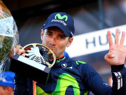 Valverde, con su cuarto trofeo de la Flecha Valona.