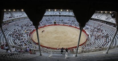 Vista de la plaza de la Monumental de la primera corrida tras la prohibición del espectáculo.