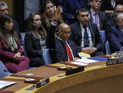 Robert A. Wood, 'número dos' de la misión de EE UU ante la ONU, veta la membresía de Palestina en el Consejo de Seguridad, el 18 de abril.