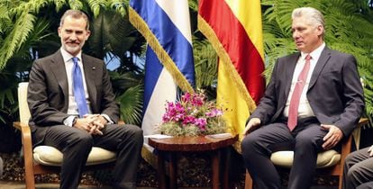 El Rey Felipe VI y el presidente cubano Miguel Díaz Canel en la visita de Estado a la isla en 2019.