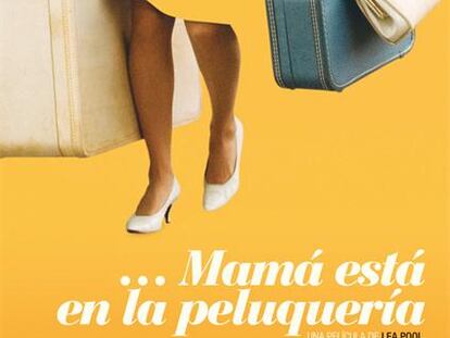 Cartel de Mamá está en la peluqueria