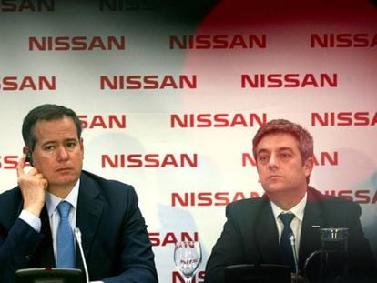 El presidente de Nissan Europa, Gianluca de Ficchy, y el consejero delegado de Nissan Motor Iberica, Genís Alonso, durante una rueda de prensa el año pasado Alejandro García.