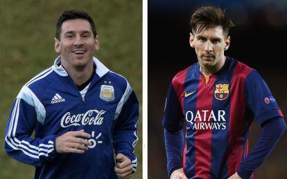 Messi, el juny del 2014 al Brasil (esquerra) i el maig passat.