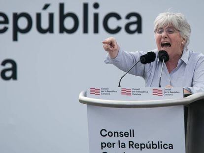 Clara Ponsatí en el acto independentista celebrado el pasado 29 de febrero en Perpiñán.
