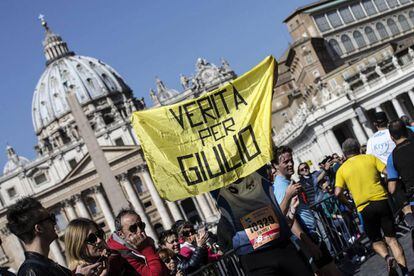 Manifestantes exigen este domingo en Roma &quot;Verdad para Giulio&quot;. 