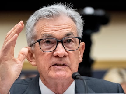 El presidente de la Reserva Federal, Jerome Powell, en la Cámara de Representantes, este miércoles.