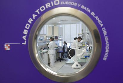 Miembros del equipo trabajaban ayer en el nuevo laboratorio de Genetadi en el Parque Tecnológico de Zamudio.