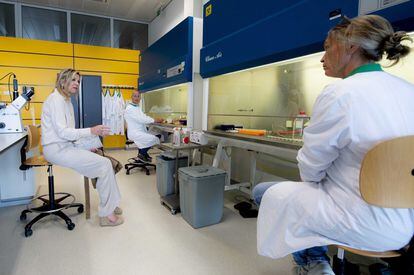 La reina Máxima de Holanda visitó este miércoles el departamento de Microbiología del Centro Médico de la Universidad de Leiden (Holanda), uno de los laboratorios que tratan de dar con la vacuna del coronavirus en Europa.