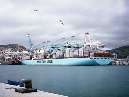 El ‘Mary Maersk’, a finales de enero, en el puerto de Tánger.