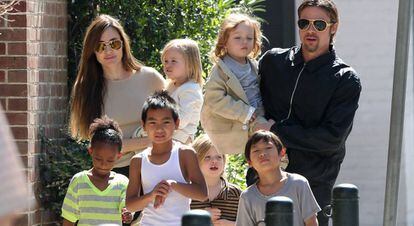 La familia Jolie-Pitt en Nueva Orleans en 2011.