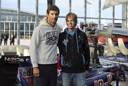 Webber y Vettel, durante la recepción celebrada en Salzburgo (Austria).