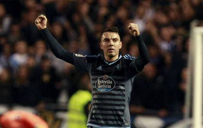 Iago Aspas celebra el gol del triunfo del Celta en Riazor.