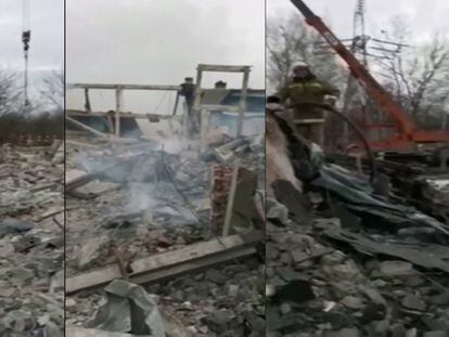 Ataque ucranio en Nochevieja sobre el municipio minero de Makiivka, en la provincia oriental de Donetsk, zona ocupada por el ejército ruso.