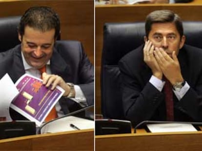 De izquierda a derecha, los vicepresidentes Juan Cotino, Gerardo Camps y Vicente Rambla, ayer, durante el pleno celebrado en las Cortes valencianas.
