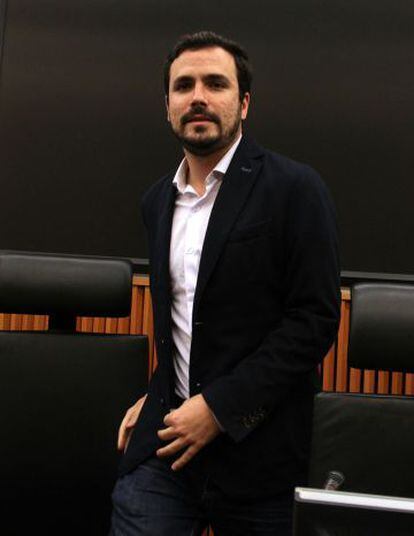 El portavoz parlamentario de IU, Alberto Garzón, en el Congreso.