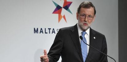 Mariano Rajoy, en una rueda de prensa en La Valleta (Malta).