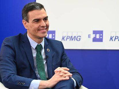 El presidente del Gobierno, Pedro Sánchez, abre un ciclo de diez encuentros sobre los fondos europeos que organizan la agencia EFE y la multinacional KPMG, en Madrid (España).
