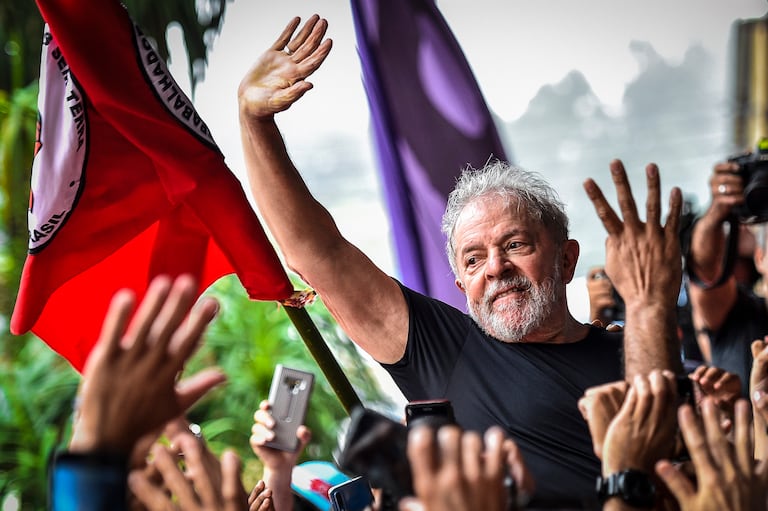 Lula da Silva, en São Bernardo do Campo, después de ser excarcelado en noviembre de 2019.