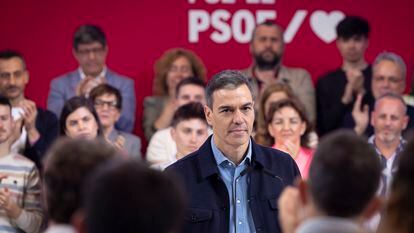 El presidente del Gobierno y secretario general del PSOE, Pedro Sánchez, el sábado durante un mitin en San Sebastián.