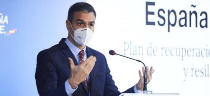 El presidente del Gobierno, Pedro Sánchez, durante una de las presentaciones del plan de recuperación.