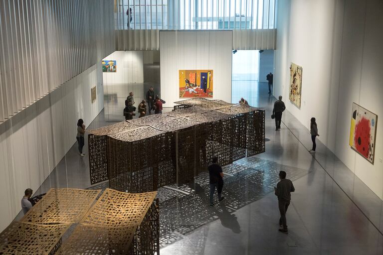 Esculturas de Cristina Iglesias en la exposición 'De Miro a Barceló. Un siglo de arte español', este jueves en el Centre Pompidou Malaga. Garcia-Santos