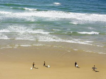 Surfistas en una playa de la Costa Vicentina, en la región del Algarve (Portugal).