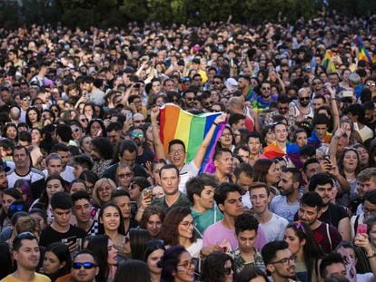 Pregón desde la Plaza de Pedro Zerolo al inicio de las celebraciones del Orgullo de 2018.