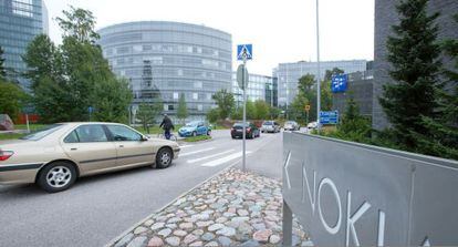 Entrada de la sede de Nokia en Espoo (Finlandia).