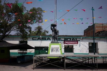 Plaza central de Xoxocotla. Los dirigentes de este municipio indígena se encuentran en disputa debido a los asesinatos del alcalde Benjamín López Palacios, perpetrado en enero de 2022, y el de Manuel Alejandro Jiménez Ponciano, secretario general en marzo pasado. 