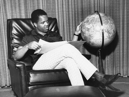 Berry Gordy in his Motown office in Detroit, 1966.