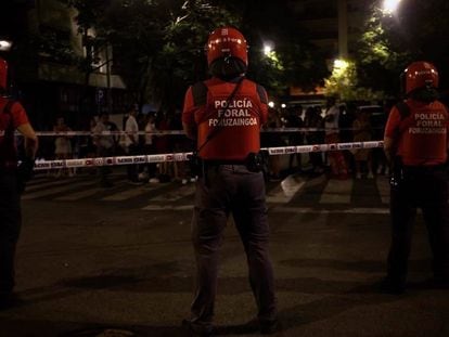 Operativo de seguridad ciudadana, el viernes, en Pamplona.